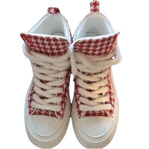 SIA Collective Houndstooth High‎ Top Sneakers Red White Mens Size 12 SIA CLTV